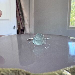 Buddha Jade Silver Ring